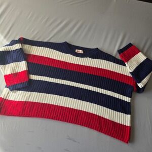 Showpo oversized Striped Knit Sweater Red White Blue Size 8 Cotton warm crop